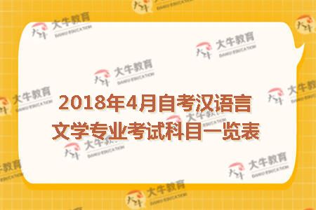 2018年4月自考汉语言文学专业考试科目一览表