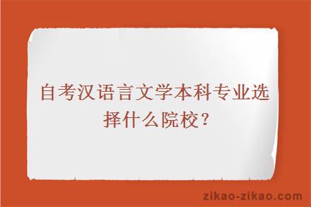 自考汉语言文学本科专业选择什么院校?