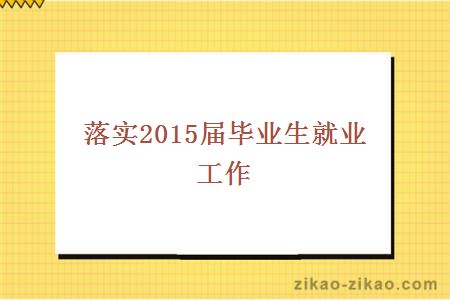 落实2015届毕业生就业工作