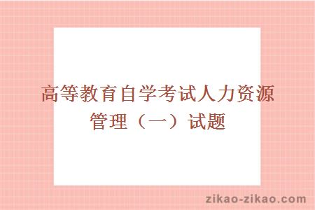 高等教育自学考试人力资源管理(一)试题