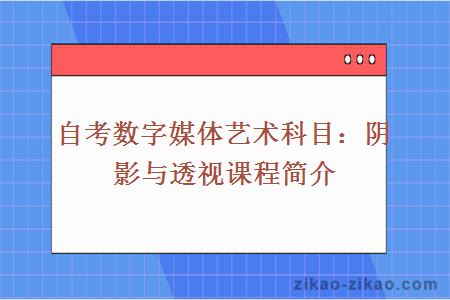 自考数字媒体艺术科目：阴影与透视课程简介