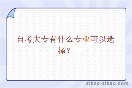 自考大专有什么专业可以选择?