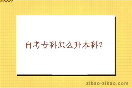 自考专科怎么升本科？