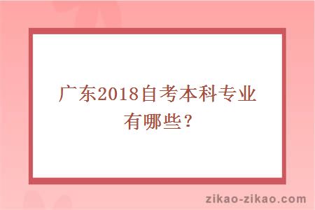广东2018自考本科专业有哪些？