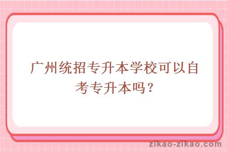 广州统招专升本学校可以自考专升本吗
