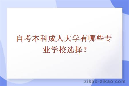 自考本科成人大学有哪些专业学校选择?