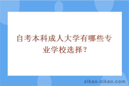 自考本科成人大学