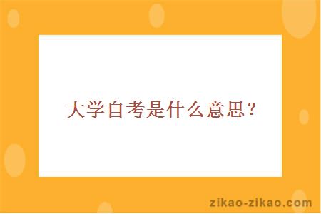 大学自考是什么意思