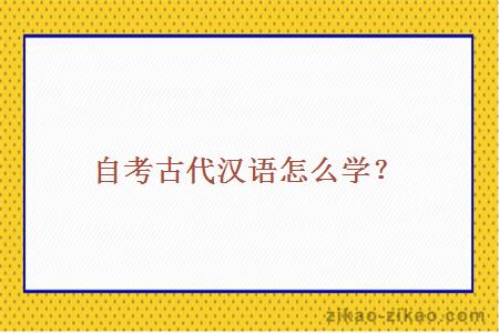 自考古代汉语怎么学?
