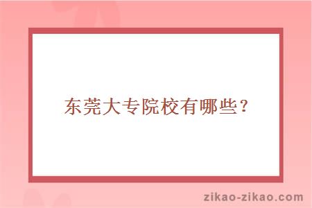 东莞大专院校有哪些