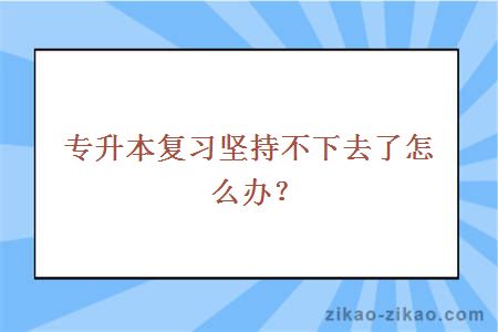 专升本复习坚持不下去了怎么办?
