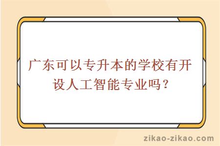 广东可以专升本的学校有开设人工智能专业吗？