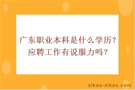 广东职业本科是什么学历