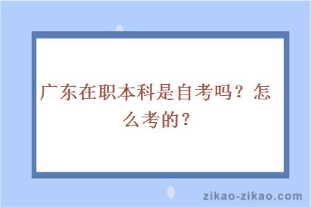 广东在职本科是自考吗?怎么考的?