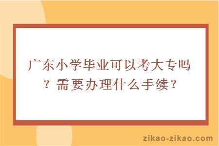 广东小学毕业可以考大专吗?需要办理什么手续?