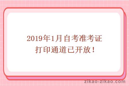 2019年1月广东自考准考证打印