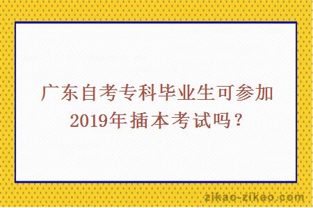 广东自考专科毕业生可参加2019年插本考试吗?