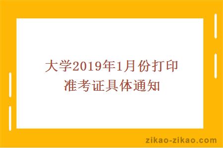 大学2019年1月自考准考证打印