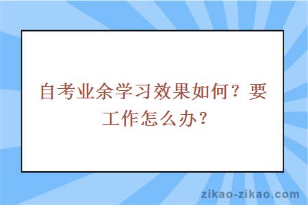 自考业余学习效果如何?要工作怎么办?