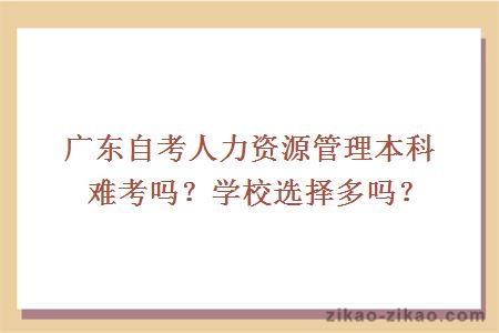 广东自考人力资源管理本科