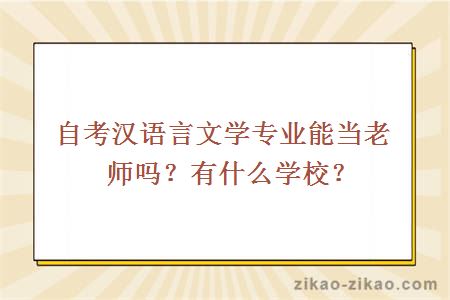 自考汉语言文学专业能当老师吗?有什么学校?