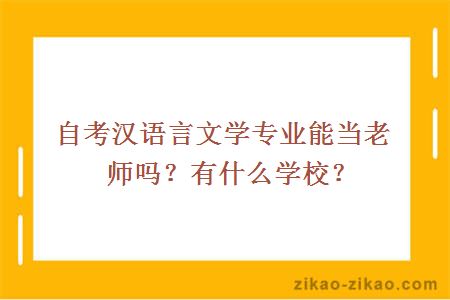 自考汉语言文学专业能当老师吗