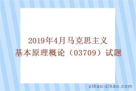 2019年4月马克思主义基本原理概论(03709)试题