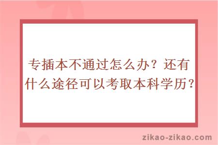 专插本不通过怎么办?还有什么途径可以考取本科学历