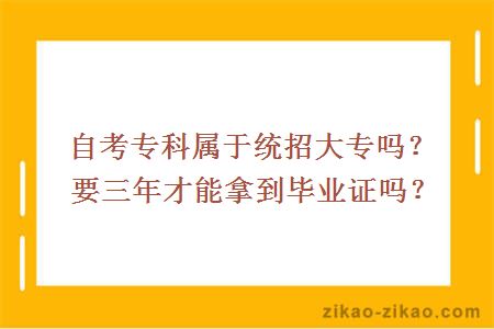 高自考专科属于统招大专吗