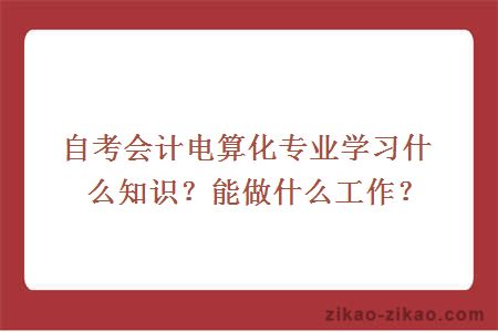 自考会计电算化专业学习什么知识？能做什么工作