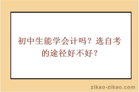 初中生能学会计吗？选自考的途径好不好