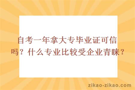 自考一年拿大专毕业证可信吗?什么专业比较受企业青睐
