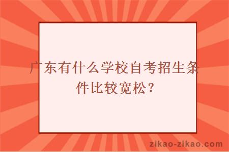 广东有什么学校自考招生条件比较宽松