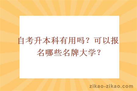 自考升本科有用吗?可以报名哪些名牌大学