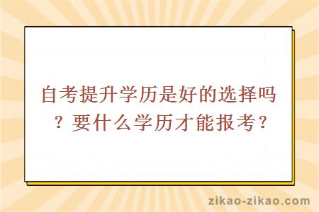 自考提升学历是好的选择吗?要什么学历才能报考