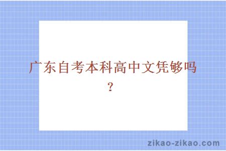 广东自考本科高中文凭够吗?