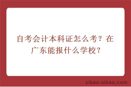 自考会计本科证怎么考?在广东能报什么学校?
