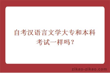 自考汉语言文学大专和本科考试一样吗?