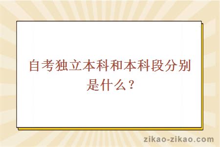 自考独立本科和本科段分别是什么?