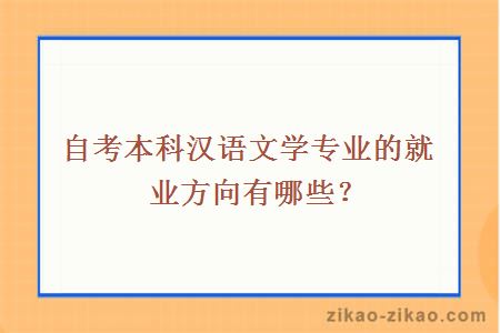 自考本科汉语文学专业的就业方向有哪些?