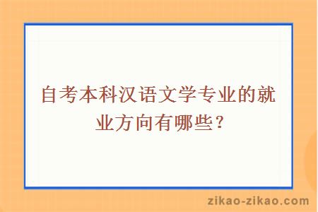 自考本科汉语文学专业的就业方向有哪些？