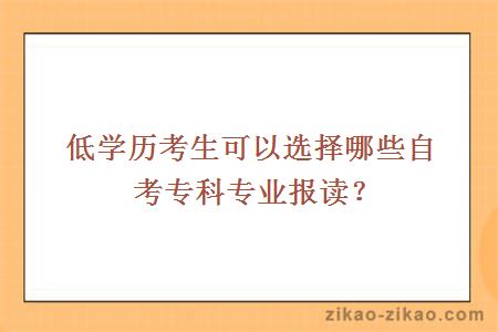 低学历考生可以选择哪些自考专科专业报读?