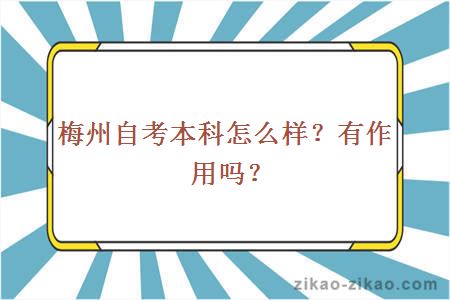 梅州自考本科怎么样?有作用吗?