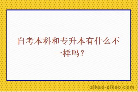 自考本科和专升本有什么不一样吗？