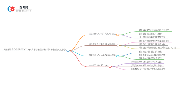 选择2025年广东财税自考本科的优势是什么?思维导图