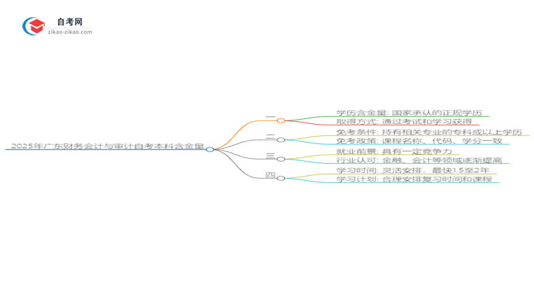 能给钱买2025年广东财务会计与审计自考本科学历?思维导图