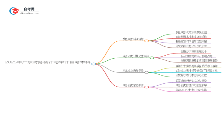 怎样申请免考2025年广东财务会计与审计自考本科?思维导图