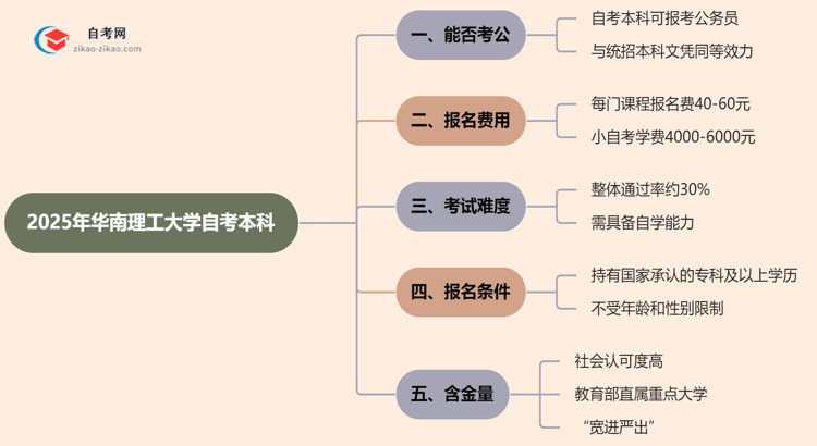 2025年华南理工大学自考本科学历能考公吗?思维导图