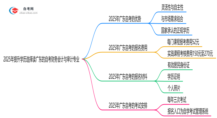 2025年提升学历选择读广东的自考财务会计与审计专业有哪些优势?思维导图