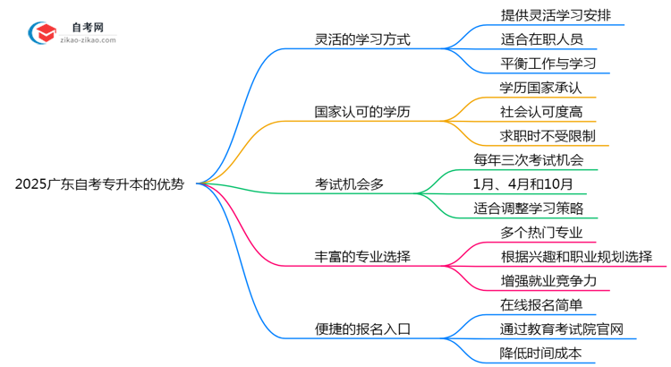 2025广东自考专升本5大优势:为什么超30万人选择?思维导图